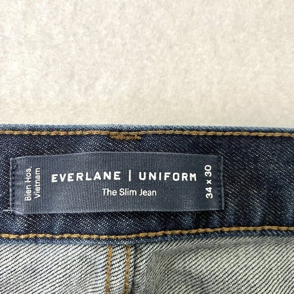 Everlane Uniform Slim 4 Way Stretch Jeans Dark Wash Organic Cotton size 34x30 - Picture 6 of 7